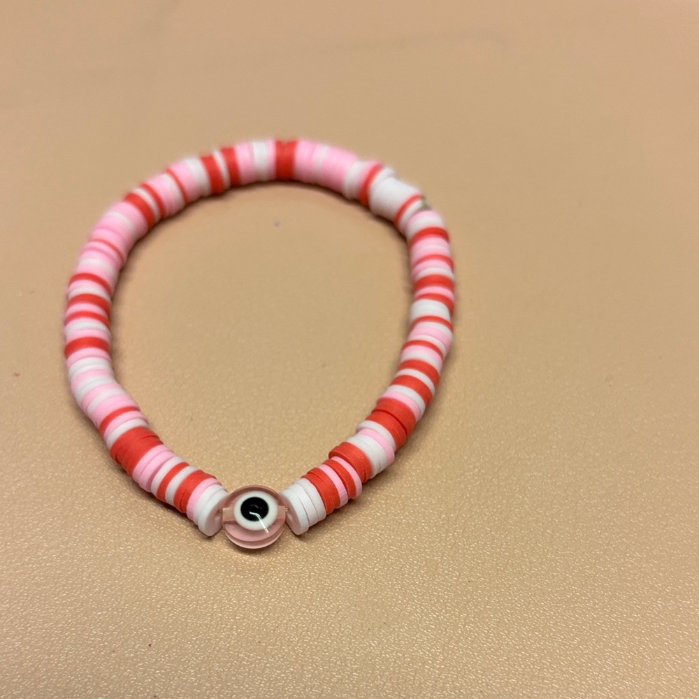 Pink and Red Beaded Bracelet